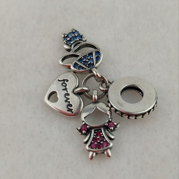 Sterling Silver Charm S925 Couple For Ever Love Boy Girl Pandora Bracelet Charm - Picture 2 of 5